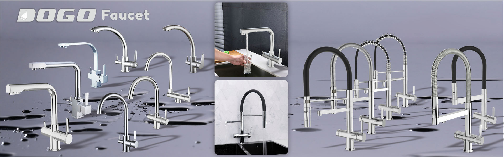 DOGO Manufacturer is professional in faucets more than ten years, we supplied almost full line faucet products, such as filter water 3 way faucet, purified three way kitchen faucet, tri-flow faucet, 3 in 1 faucet, RO Water tap, soda machine faucets e