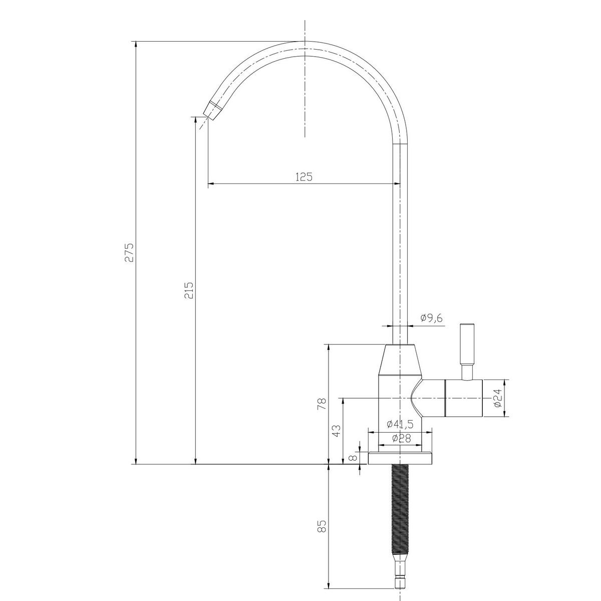 Stainless steel RO Water Tap DG-RF1013S Size