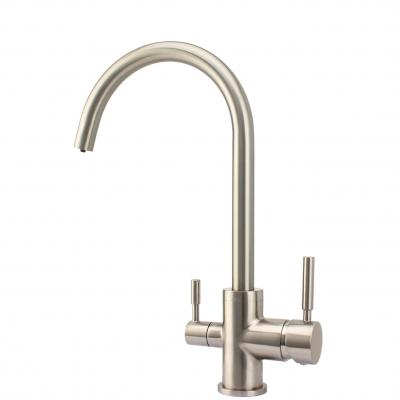 3 Way Triflow Filter Taps Goose neck Nickel Brushed 