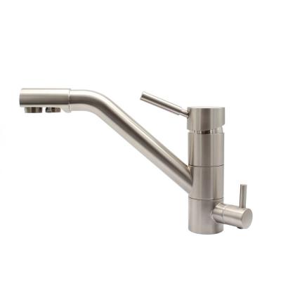 Solid Brass 3 Way Water Filter Tap Nickel Brushed