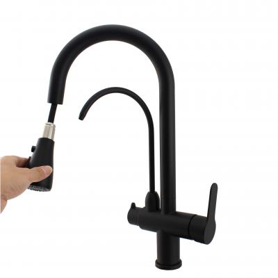 Matt Black 3 in 1 Pull Out Kitchen Faucet 