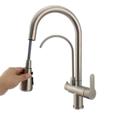 Stainless Steel Pull Out 3 Way Kitchen Faucet
