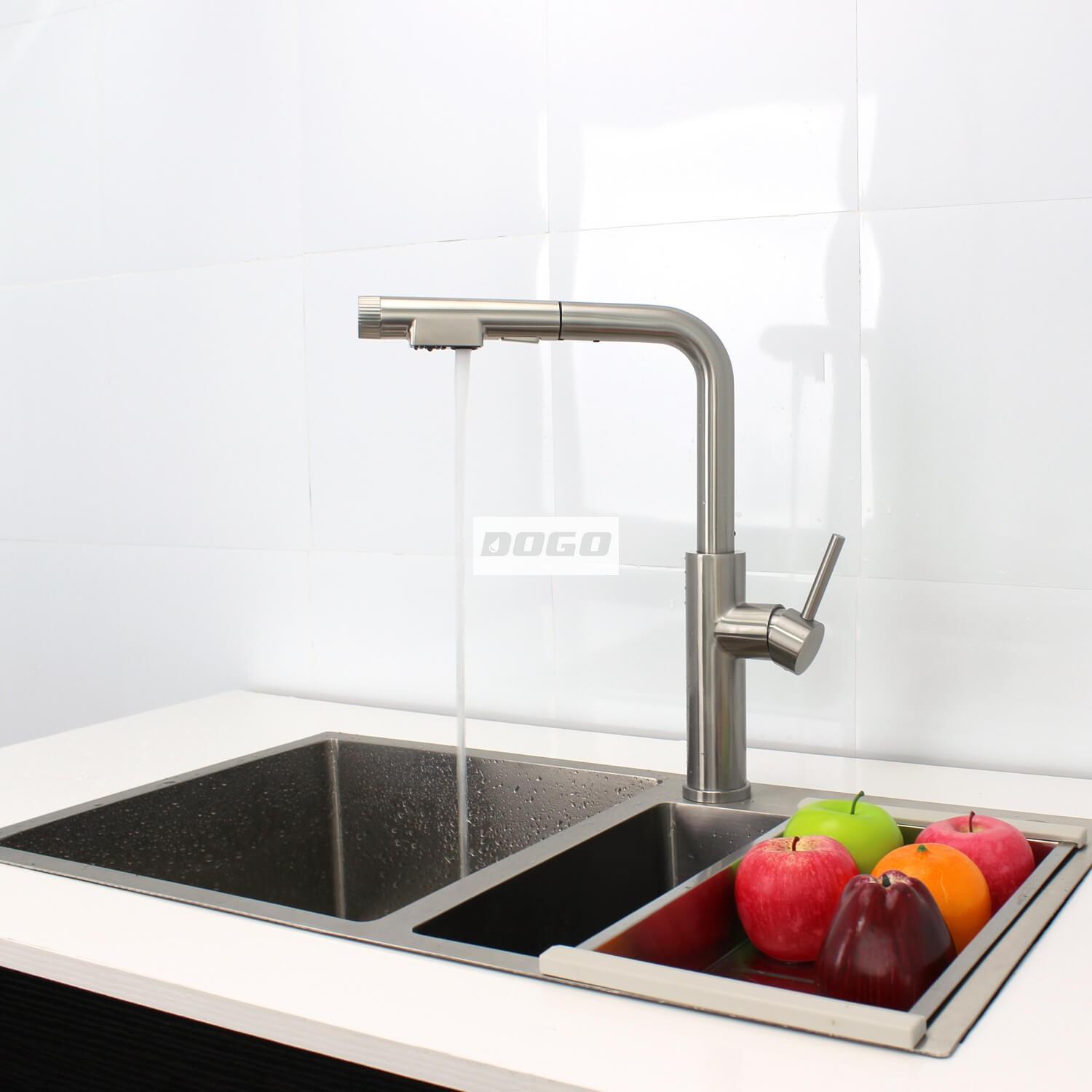 thumbnail image 2 of JIEBAO 3-Way Pull Out Kitchen Faucet With Built-In Water Filter - Silver Chrome 2 of 6