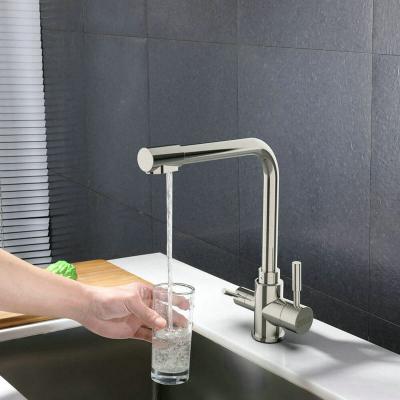 Lead Free 304 Stainless Steel 3 Way Tap Kitchen Faucet