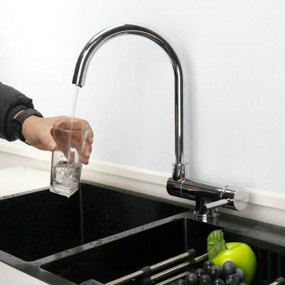 Chrome, Under window sink folding 3 way kitchen faucet